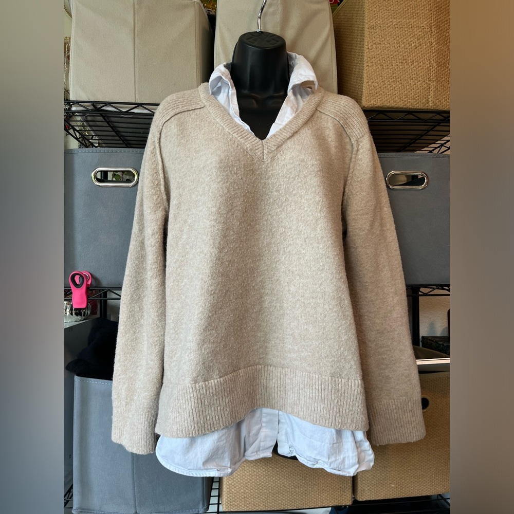 Karen Kane Soft Beige V-Neck Sweater